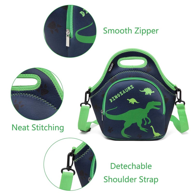 VASCHY Lunch Bag for Kids, Insulated Neoprene Lightweight Lunch Box Bag for Children Boys and Girls School Daycare Kindergarten Dinosaur - Image 3